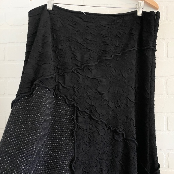 Vintage Y2K Midi/Maxi Skirt Goth Asymmetrical Mixmedia Textured Tweed Stretch XL - Picture 6 of 13